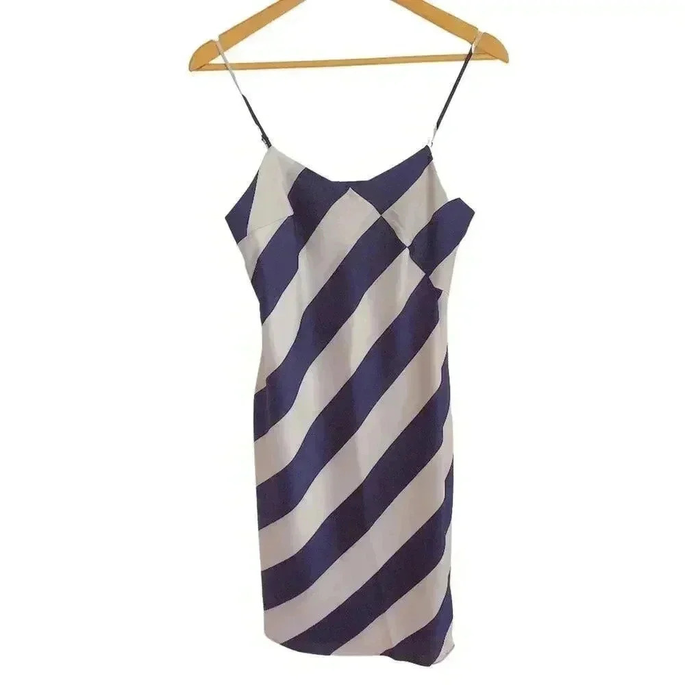 NWT Banana Republic Blue White Striped Slip Dress Women's Size 4P